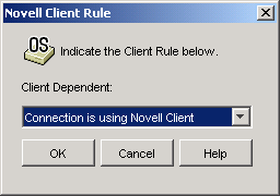 Novell Client Rule dialog box