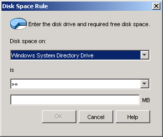 Disk Space Rule dialog box