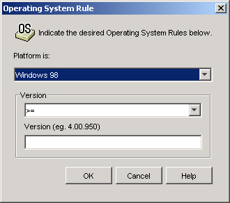 Operating System Rule dialog box