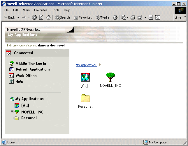 Novell Documentation ZENworks 6.5 Application Browser