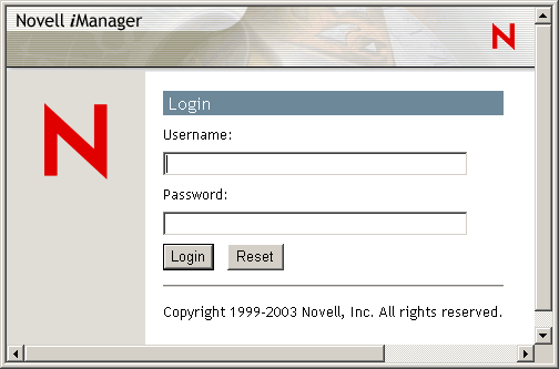 Novell iManager login page