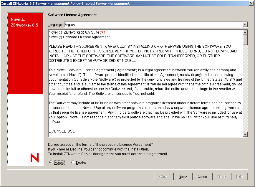 License Agreement Page.