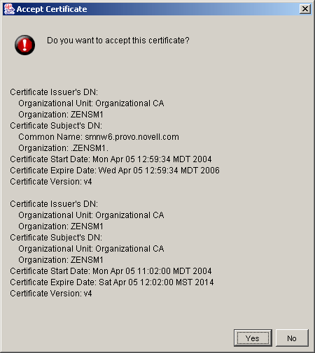 Accept Certificate dialog box.