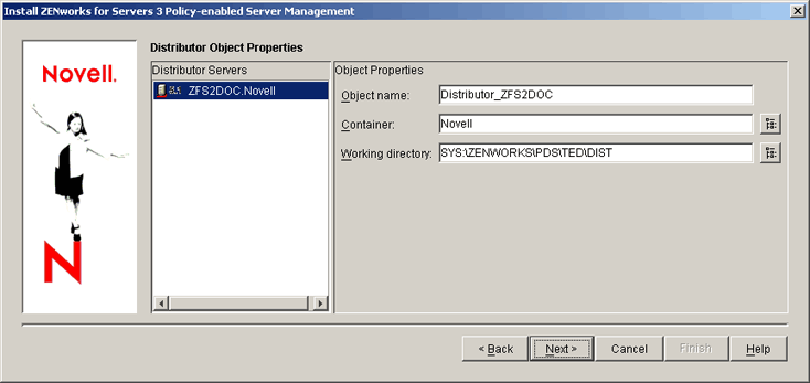Distributor Object Properties page