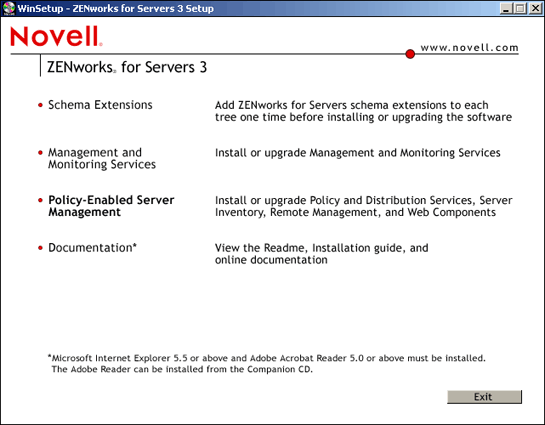 Policy-Enabled Server Management option on the Installation page