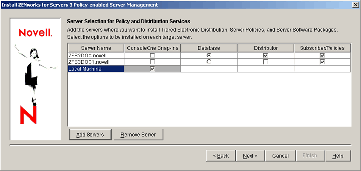 Server Selection page