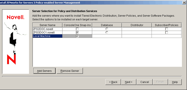 Server Selection page