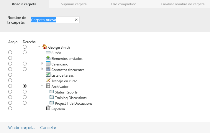 Gestionar carpetas, vista