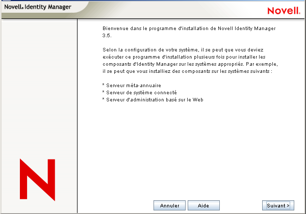 Page d'accueil Identity Manager