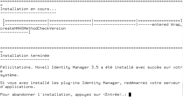 Installation des composants Identity Manager