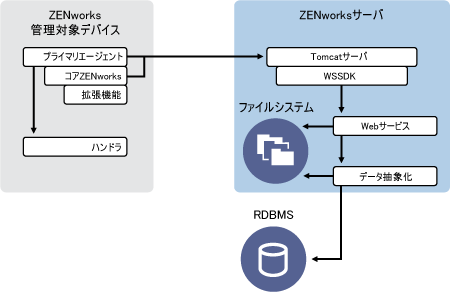 ZENworks 11クライアント/サーバアーキテクチャ