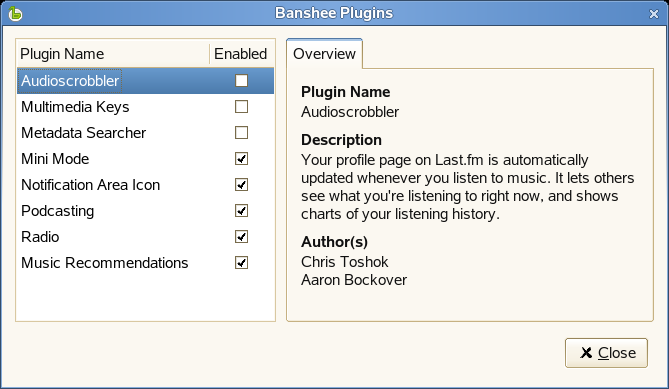 Oversiktsside for Audioscrobbler