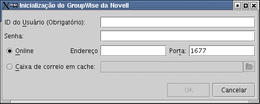 Caixa de diálogo de login do cliente do GroupWise compatível com várias plataformas