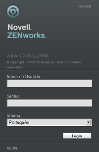 Caixa de diálogo de login no ZENworks
