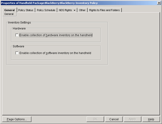 BlackBerry Inventory policy's General page