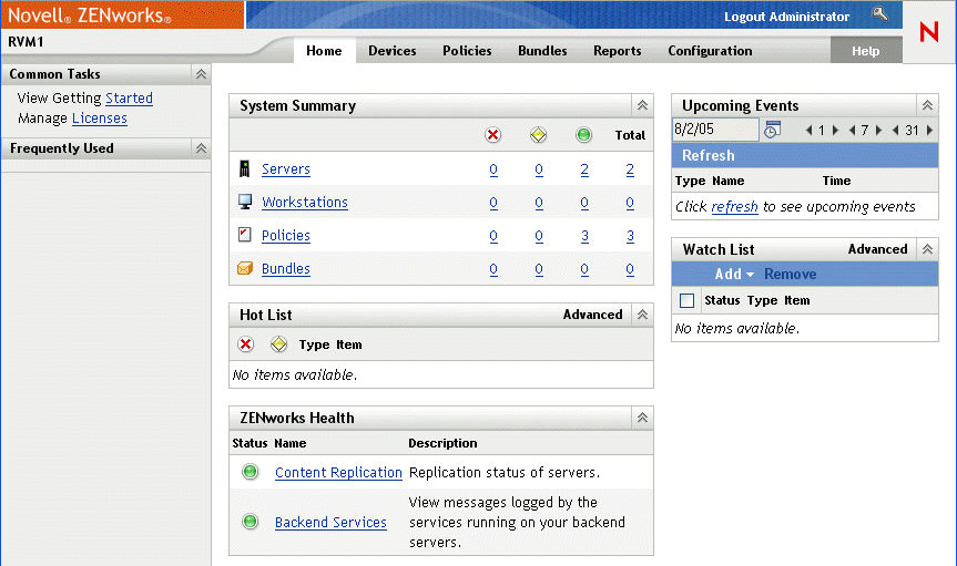 ZENworks Control Center